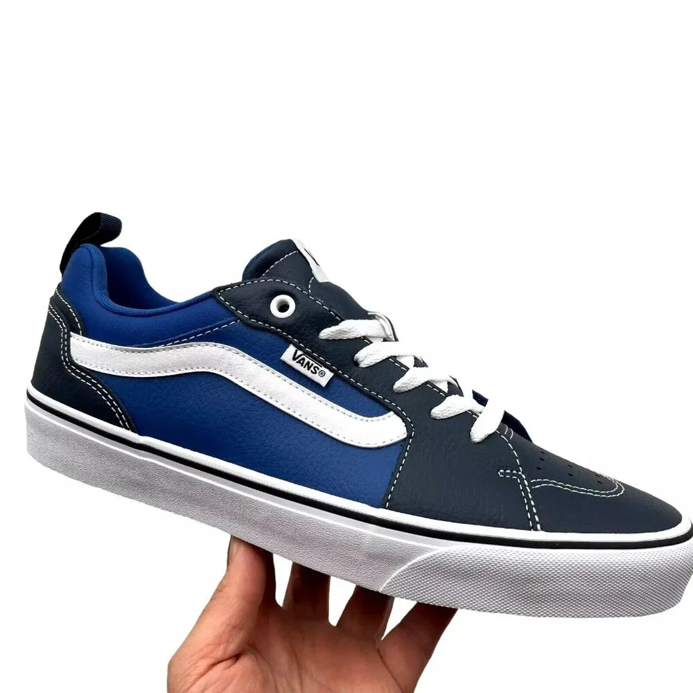 Vans Filmore Men's Casual Leather Sneaker Size 10 Navy -Royal Blue Lace up Shoes